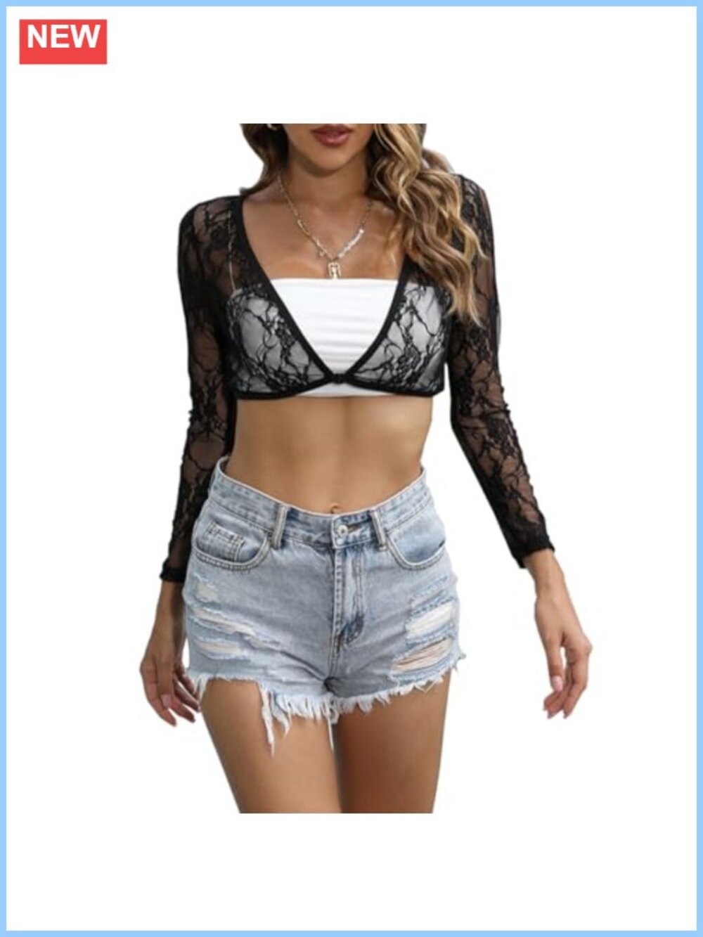 Women's Long Sleeve Lace Shrug Crop Top Sheer Cover Up Cardigan